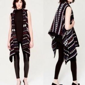 ANN TAYLOR LOFT KNIT PONCHO SHAWL SWEATER